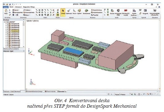 Obr. 4 Konvertovaná deska načtená přes STEP formát do DesignSpark Mechanical